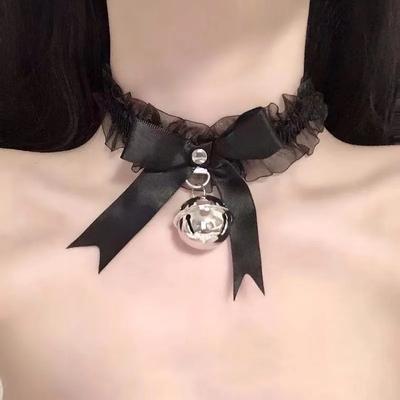 Женский Сексуальный Эротический Регулируемый Очаровательный Кружевной Воротник с Колокольчиками и Бантом, Ожерелье-Чокер на Ключицу, Костюмы для Девочек Лолиты для Косплея, Ювелирные Изделия