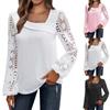 Модные женские повседневные свободные кружевные футболки с длинными рукавами, летние топы, топы с принтом