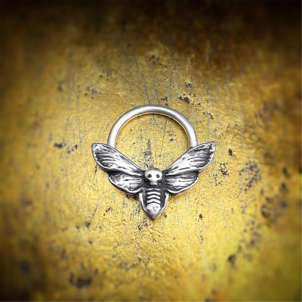 Skull Moth Nose Stud Rings Plated Sturdy Alloy Comfortable Wear Punk Gothic Styles Jewelry for Fashion Enthusiasts