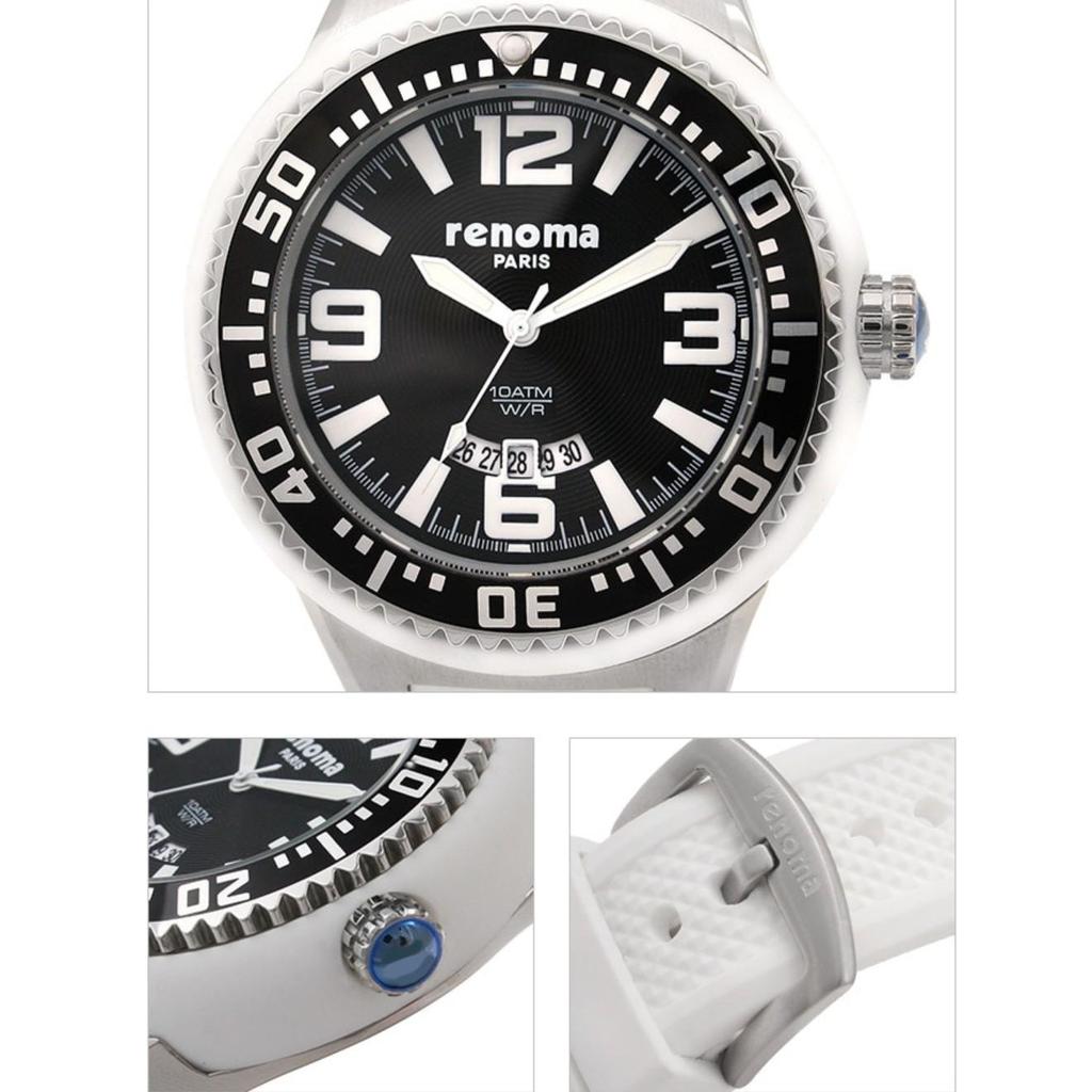 [RENOMA WATCH] Водонепроницаемые часы RENOMA WATCH 100M с резиновым ремешком RE130