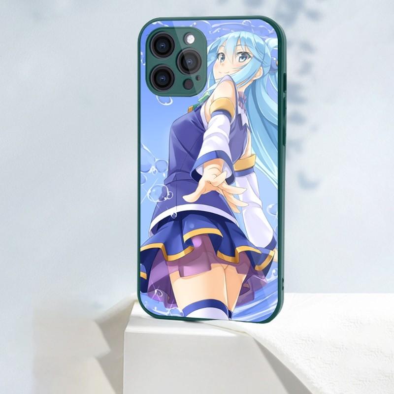 Милый чехол для телефона Konosuba Anime Girl для IPhone 14 13 12 11 Pro Max X XR XS 8 7 Plus, цветной чехол для телефона из жидкого стекла