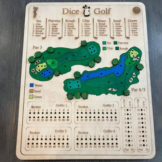 1 Set Wooden Golf Dice Board Game Portable Travel Golf Score Board Toy Kids Adults Multi-players Interactive Golf Desk Toy Night Party Game Essentials