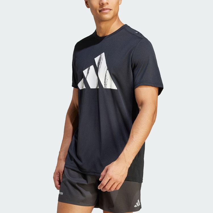 adidas Футболка для бега с логотипом Brand Love, мужские топы, черные HZ4512