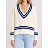 Women S Vintage College Style V Neck Twist Knit Loose Long Sleeve Pullover Sweater
