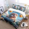 Cute Hedgehog Sailing with Sunny Smiles Print Bedding Set Duvet Cover Pillowcases (1* Duvet Cover 2* Pillowcases Do Not Include Comforter)