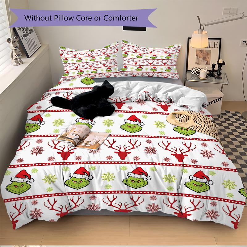 3Pcs Christmas Grinch Bedding Sets For All Sizes New 3D Printed Bed Cover Comforter Duvet Cover Pillowcase Bedroom Decoration