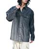 WEGO Long Sleeve Denim Size Denim Long Oversized Winter Men's Shirt, L, Black, Unisex, Casual, Spring, Streetwear, Simple, Sleeves, Silhouette, Gift,