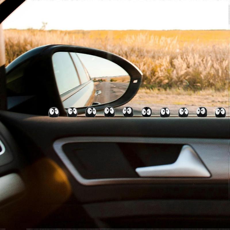 30PCS Cute Small Black Elf Dashboard Ornaments, Coal Ball Auto Rearview Mirror Decor Mini Cartoon Resin Figures Aesthetic Car Interior Accessories