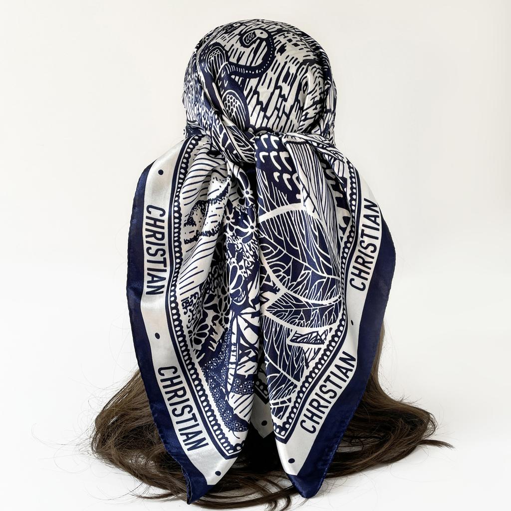 Fashion printing, hot-selling 91 square scarves in Europe and America, trendy headscarves, scarves, women's scarves, simulated silk satin