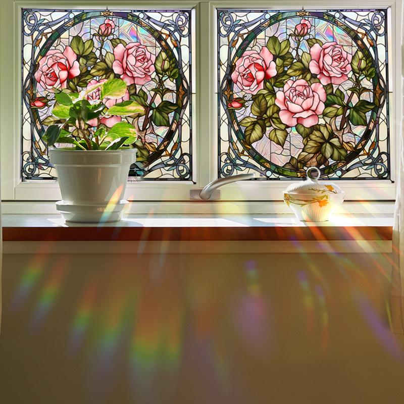 45x45 см красочная солнечная роза кирпичная паста статическая витрина клей ПВХ