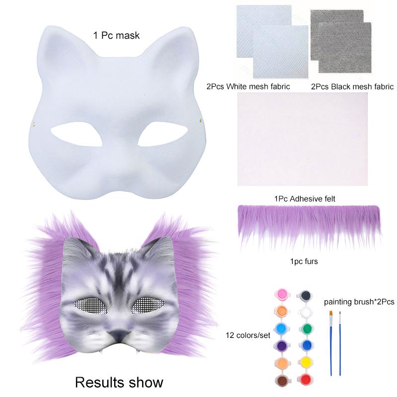 1 Набор Полуфабрикат Маска Маска Лисы Кошки Набор Масок для DIY Праздничные Принадлежности Сумка с Материалами для DIY Косплей