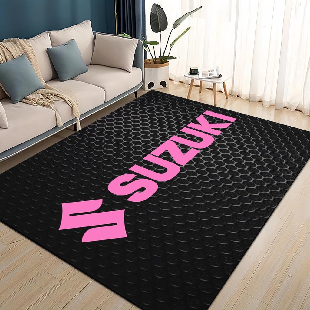 3D Гоночный автомобиль Логотип S-SUZUKI Мотоциклетный ковер для гостиной спальни домашнего дивана, Детский игровой нескользящий коврик для пола