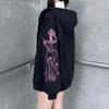 Retro Black Printed Zipper Hoodie: Women's Korean, European, & American Style Sweatshirt
