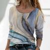 Women's T-shirt Tee Casual Holiday Weekend Simple Abstract Painting Tshirt Tee Long Sleeve Round Neck Oversized