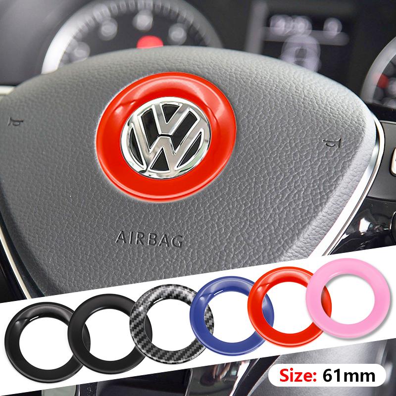 ABS Carbon Fiber Pattern Car Logo Steering Wheel KL26 Decoration Sticker Accessories For VW Passat Golf 5 6 R Line Gti Polo Scirocco