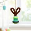 Button Easter Bunny Craft Kit DIY Button Bunny Hanging Ornament with Twisting Stick Ears for Easters Basket Stuffer Holiday Party