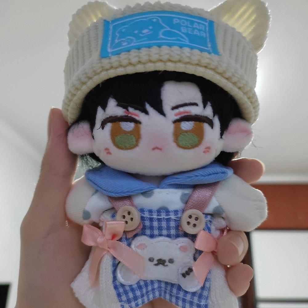 Little Bear Hat 20cm Doll Clothes Outfit Plaid Skirt Doll Clothes Set  Children's Gift