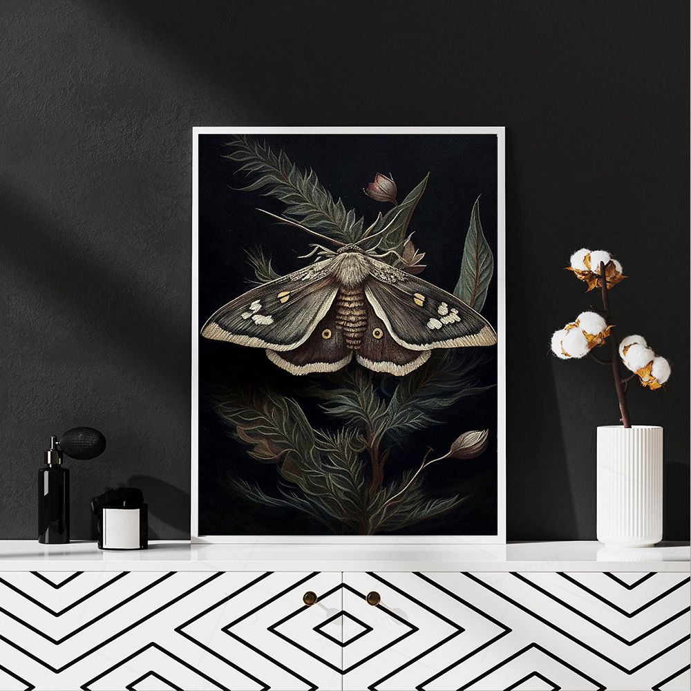 Ботанический мотылек Dark Cottagecore настенная живопись на холсте Moody цветочные постеры и настенные панно с принтом Эстетическая комната домашний декор