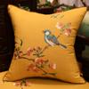 Чехол для подушки с вышитыми цветами и птицами, на спинку, из хлопка и льна, на подушку для дивана, на поясничную подушку