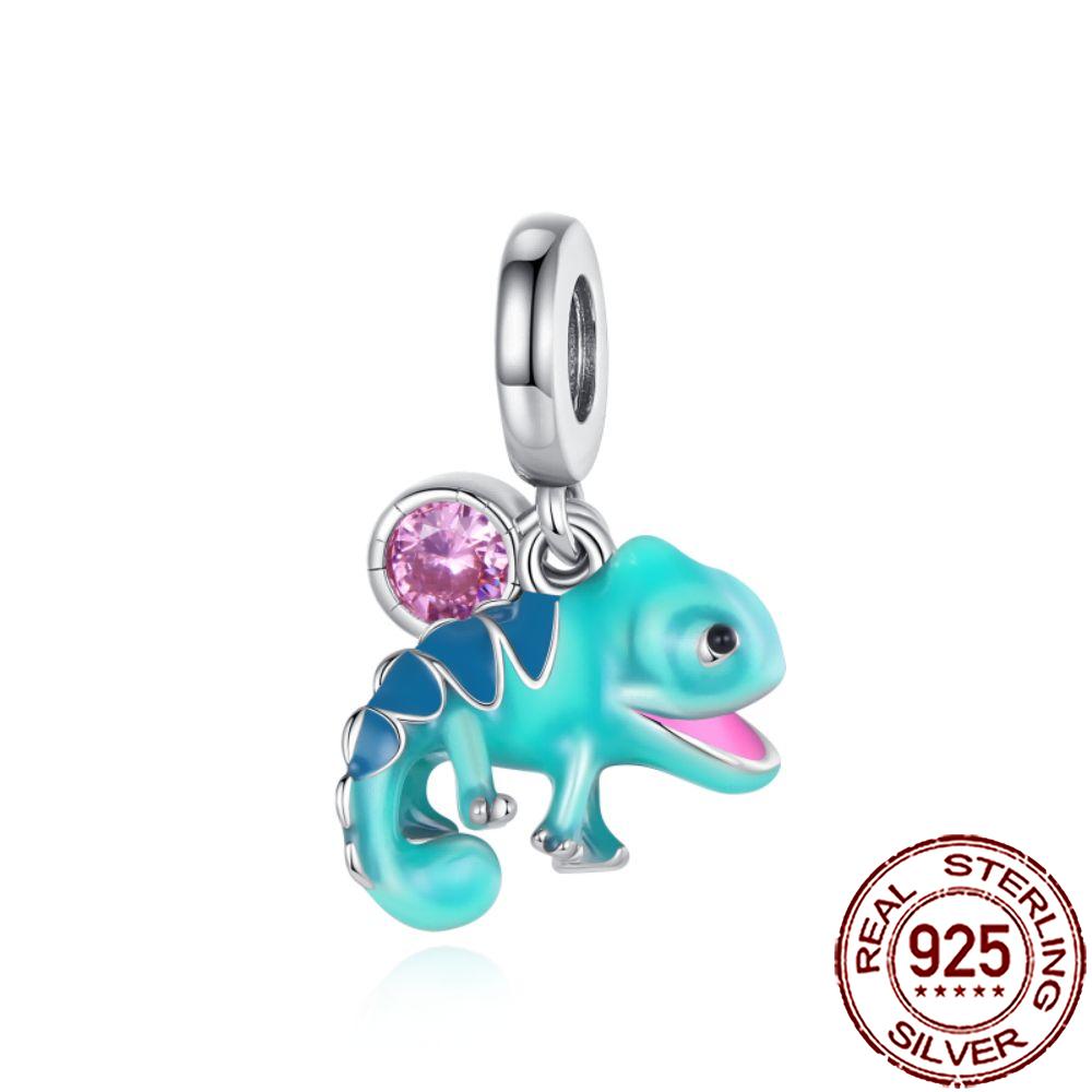 New Charms 925 Silver Cat Dog Flamingo Chameleon Axolotl Animal Beads Fit Bracelet Necklace Women DIY Jewelry