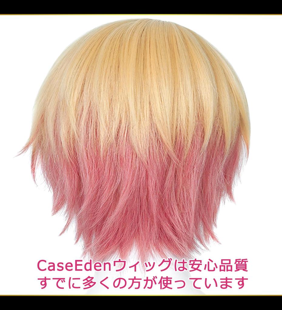Парик CaseEden для косплея Premium Tenmashi Project Sekai Short Gold Pink 6035 &