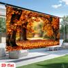 One-piece golden autumn party banner - suitable for party decoration, paired with a warm sun forest path background, room