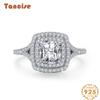 Tancise Classic 925 Sterling Silver Zircon Ring Ladies Jewelry Wedding Promise Party Gift