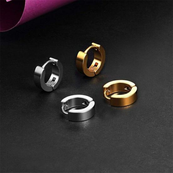 1 Pair Cool Men's Stainless Steel Huggie Hoop Earrings Casual Jewelry