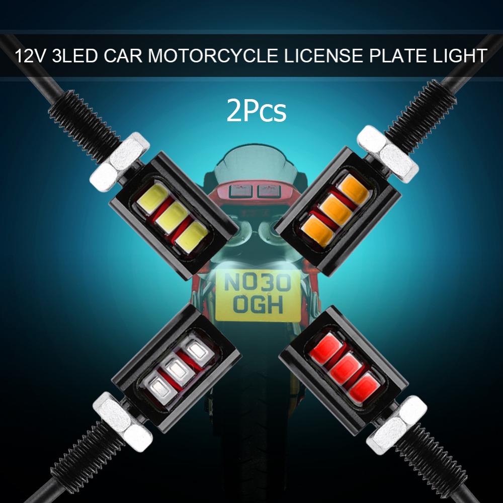 2Pcs New Screw Bolt Auto 3 LED Car Motorcycle Light Lamp License Number Plate