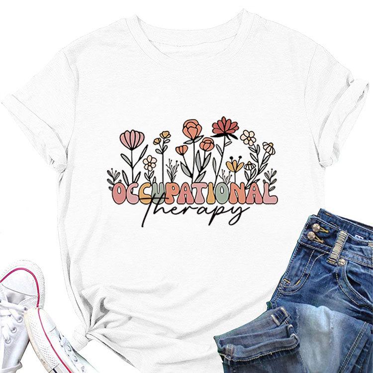 Летняя повседневная футболка с круглым вырезом OCCUPATIONAL THERAPY принт новый короткий рукав свободный топ