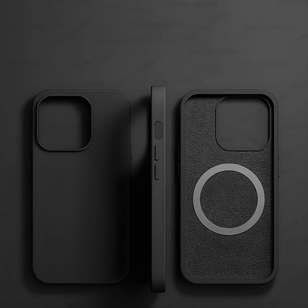 Оригинальные магнитные чехлы Magsafe для iPhone 15 14 13 12 11 Pro Max Plus, чехол с беспроводной зарядкой, жидкий силиконовый чехол, аксессуар