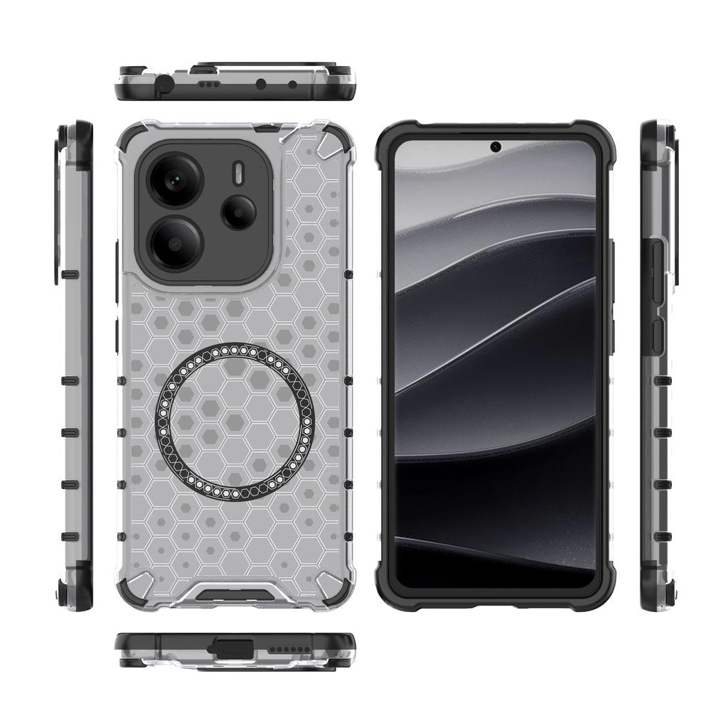 For Xiaomi Redmi Note 14 4G (163.25mm) Case Compatible with MagSafe Honeycomb Design TPU+PC Phone Cover