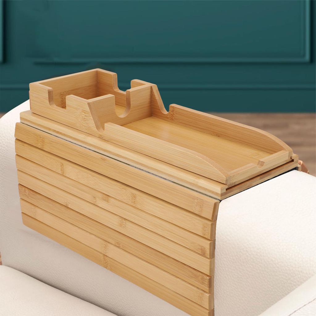 Подставка для дивана, деревянный поднос, двойной съемный складной столик для дивана, подлокотник для напитков и закусок