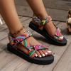 Fashion Casual Sandals for Women Summer 2025New Thick Bottom Fabric Ethnic Style Women's Sandals Velcro Beach Sandals Sandalias De Mujer