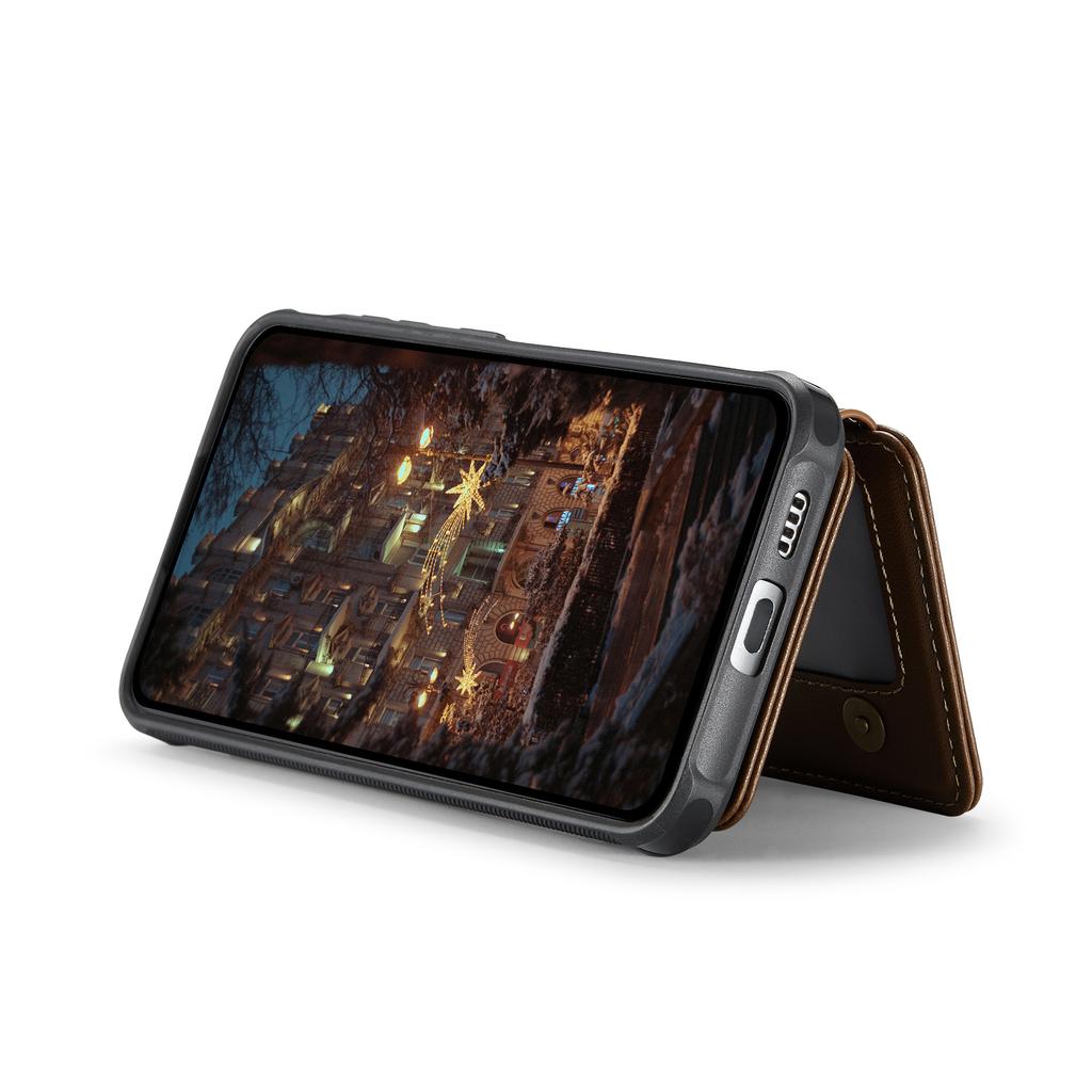 For Samsung Galaxy S25+ Case JEEHOOD J05 Leather Mobile Cover with Detachable Magnetic Card Bag