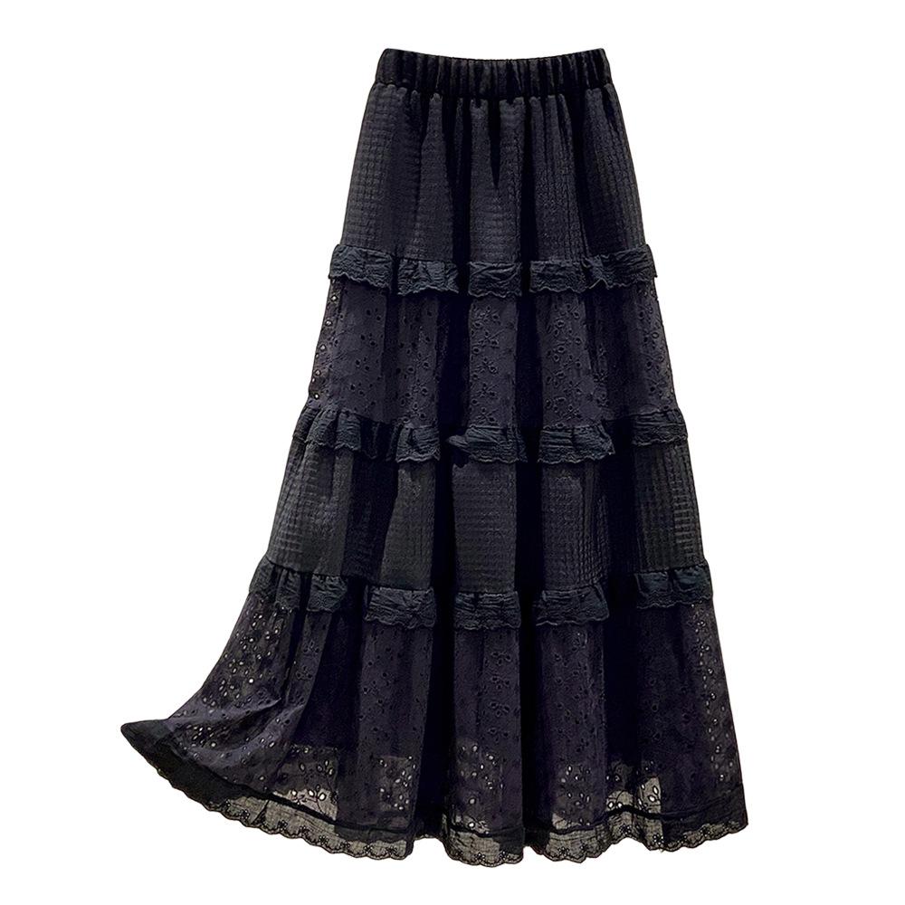 Весенние и осенние женские юбки. Тонкая универсальная юбка с высокой талией средней длины. Полая юбка-трапеция, связанная крючком. Юбка до половины тела. Юбка-зонтик. Юбка-торт.