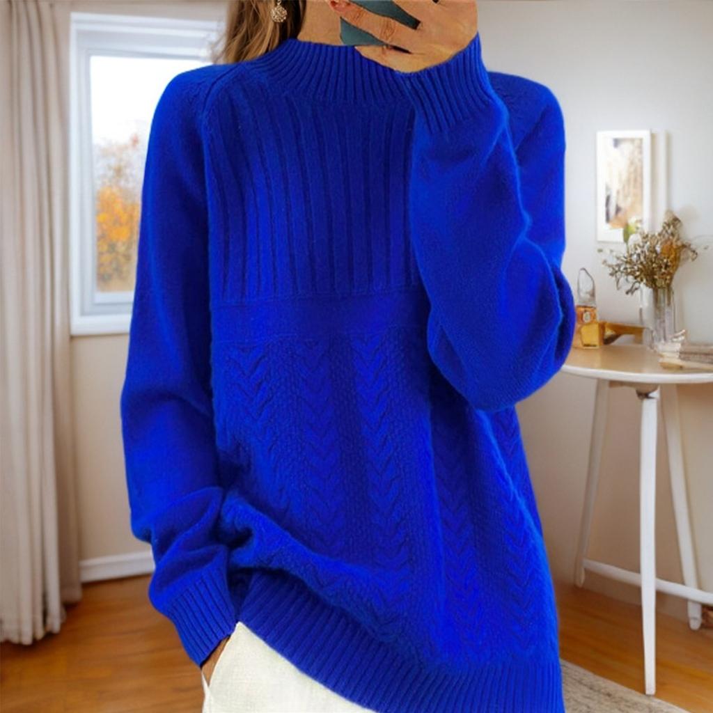 Женский модный свитер с высоким воротом, однотонный трикотажный свитер, повседневный свитер