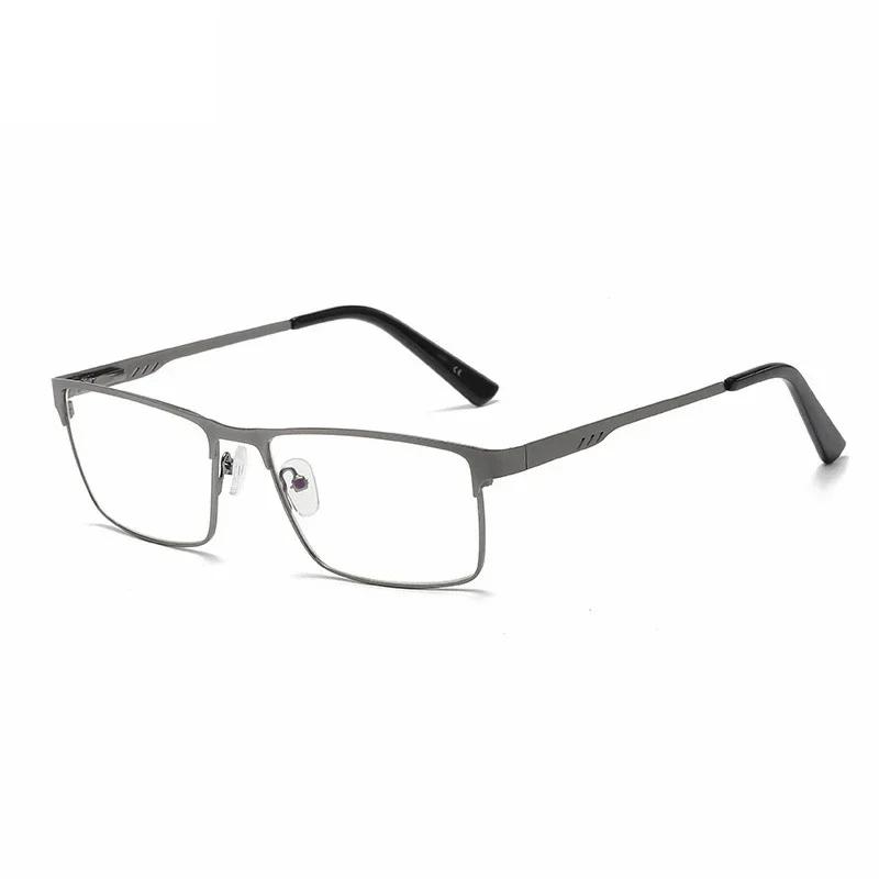 Unisex Fashion Square Metal Large Half Frame Reading Glasses Stylish Blue Light Blocking Eye Protection Presbyopia Glasses