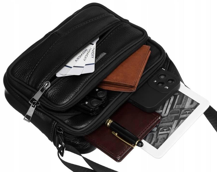 Men's Shoulder Bag Made Of Natural Leather - Rovicky