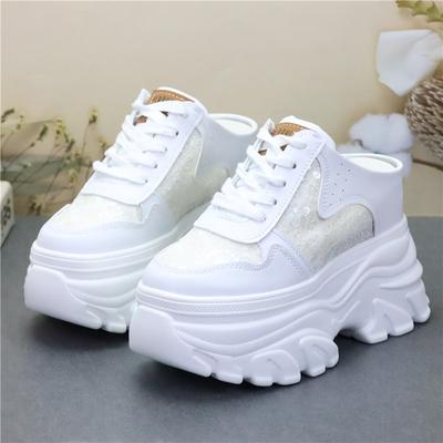 Мода 10СМ 12СМ Платформа Клин Женская Обувь Мюли Натуральная Кожа Скрытый Каблук Женская Летняя Обувь Шлепанцы Сандалии Тапочки Весна Осень