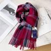 Winter Fashion British Pure Wool Scarf Women's Warm Long Thickened Fringed Scarf Couple Shawl Versatile