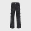 Men's Retro American Baggy Destroyed Jeans with Spider Web Design
