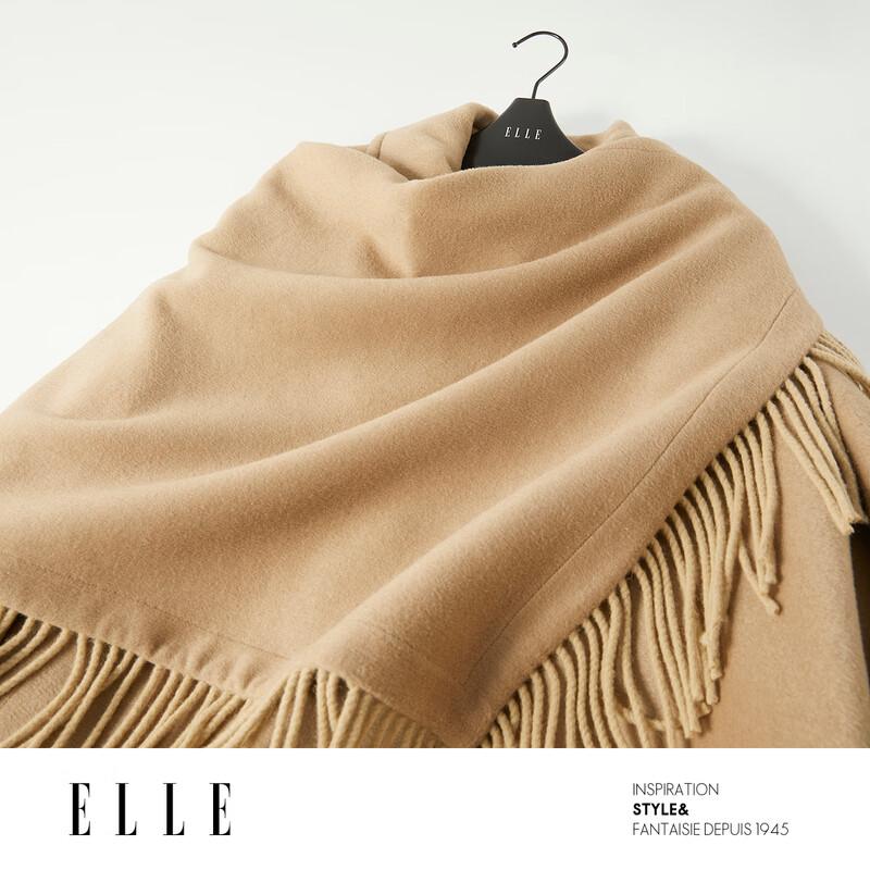 ELLE Элегантное длинное пальто XUZHI из хаки-ягнячьей шерсти