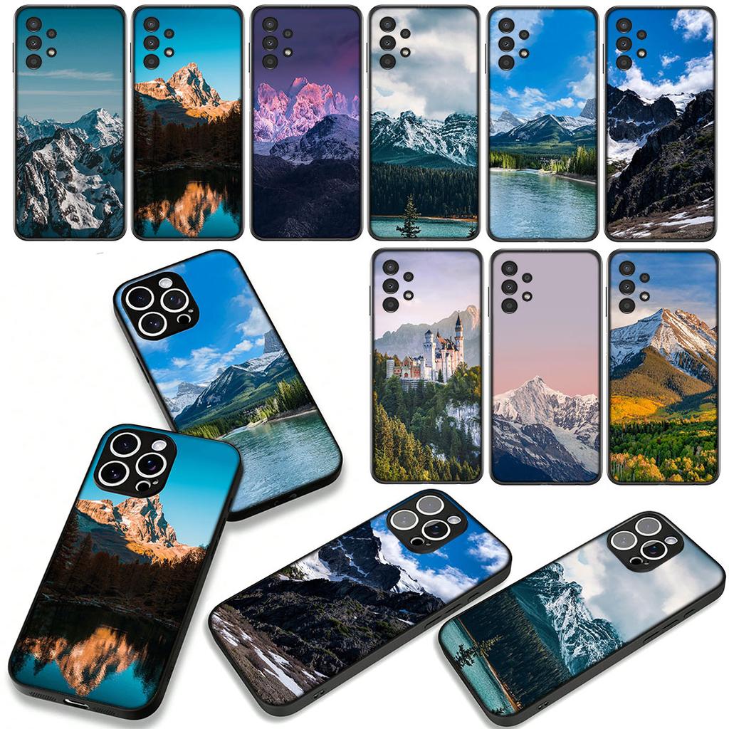 Phone Cover for Samsung Galaxy A55 A54 A25 A36 A17 A26 A35 A33 A34 A14 A37 S8 S9 S20 S21 FE S10 Plus Case Mountain Forest Casing