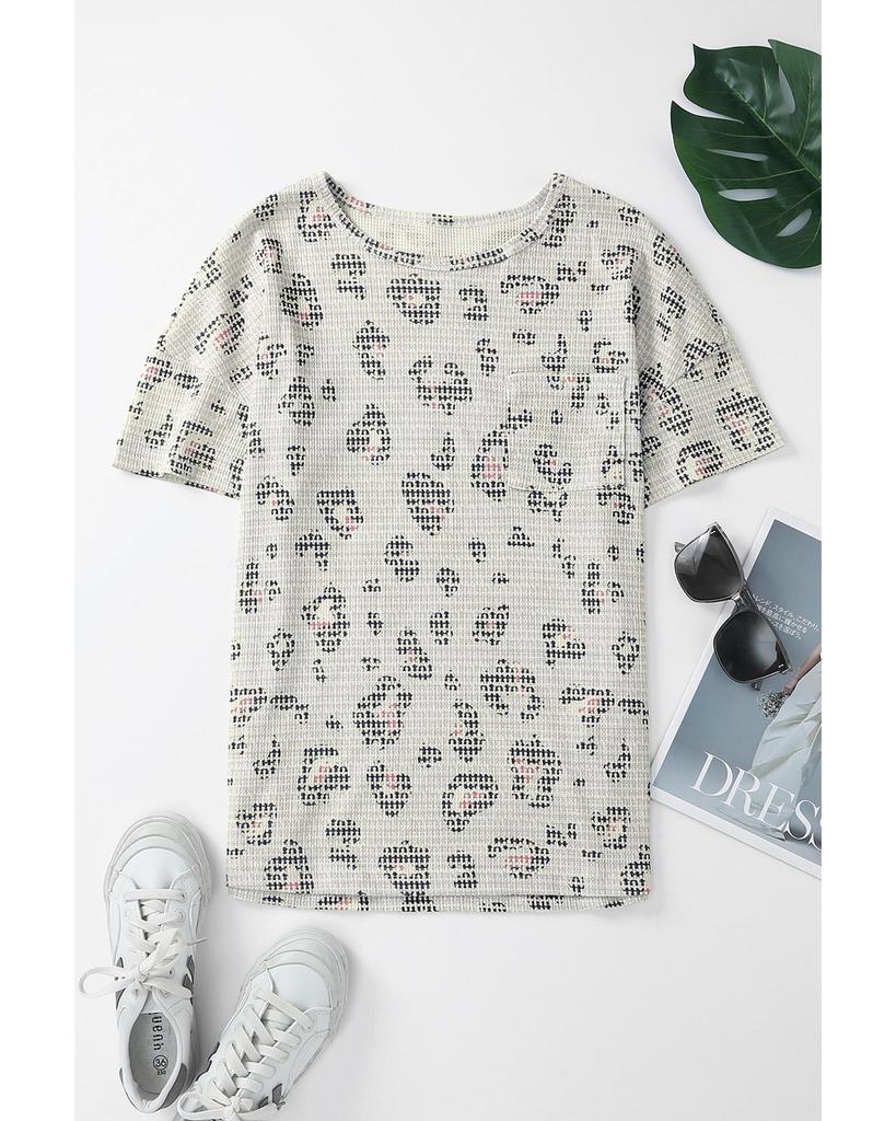 Azura Exchange Топ с короткими рукавами из вафельной вязки