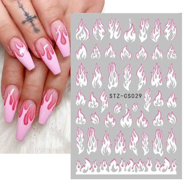 Abstract Line DIY Nail Stickers for Women Girls Nail Art Decorations Rose Gold Spring 3D Sliders for Manicure Nail Polish Decals