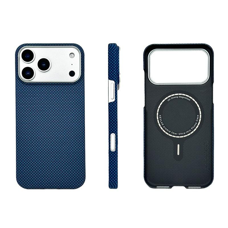 Ультратонкий настоящий чехол из арамидного волокна Kevlar Carbon Fiber для iPhone 17 Air Pro Max с магнитной зарядкой MagSafe, противоударная защитная крышка
