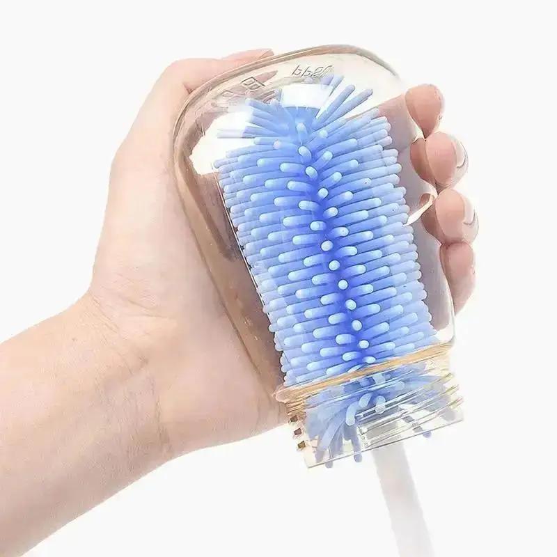 Силиконовая щетка для бутылочек, вращающаяся на 360 градусов, детская пустышка, набор щеток для чистки сосков, ручная мягкая головка, небольшой пищевой инструмент