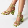 New New Sandals Women Wear Snake Pattern Open Toes Empty Thick Heel High Heel Sandals