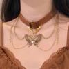 Luxury Leather Necklace Butterfly Tassel Necklace Melade Style Pure Desire Choker Chain Bone Chain
